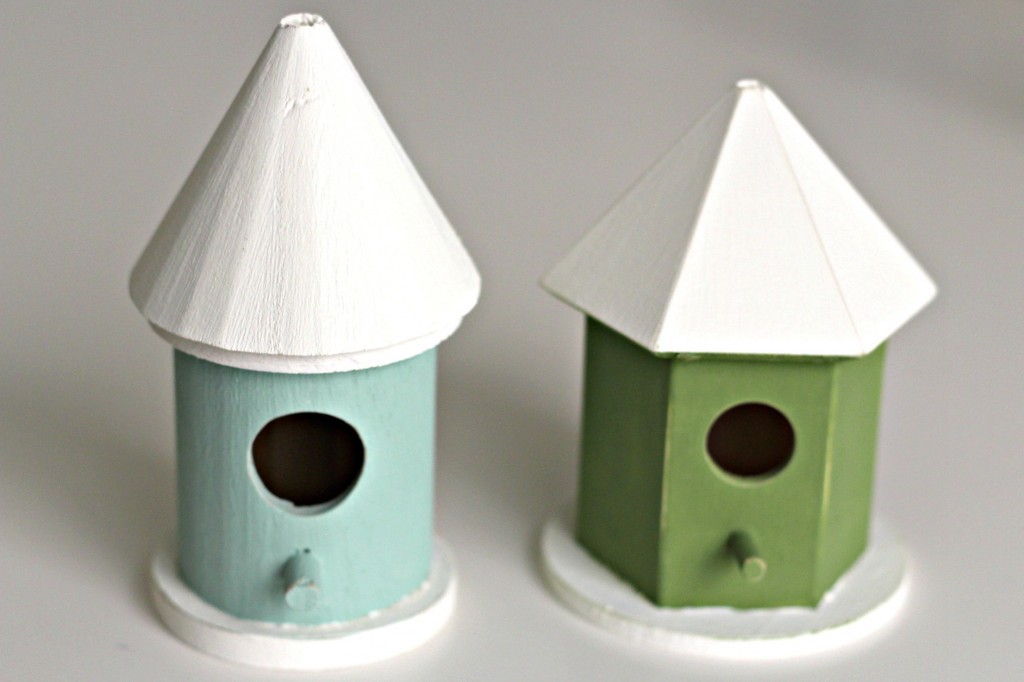 Candlestick Bird Houses painted and distressed