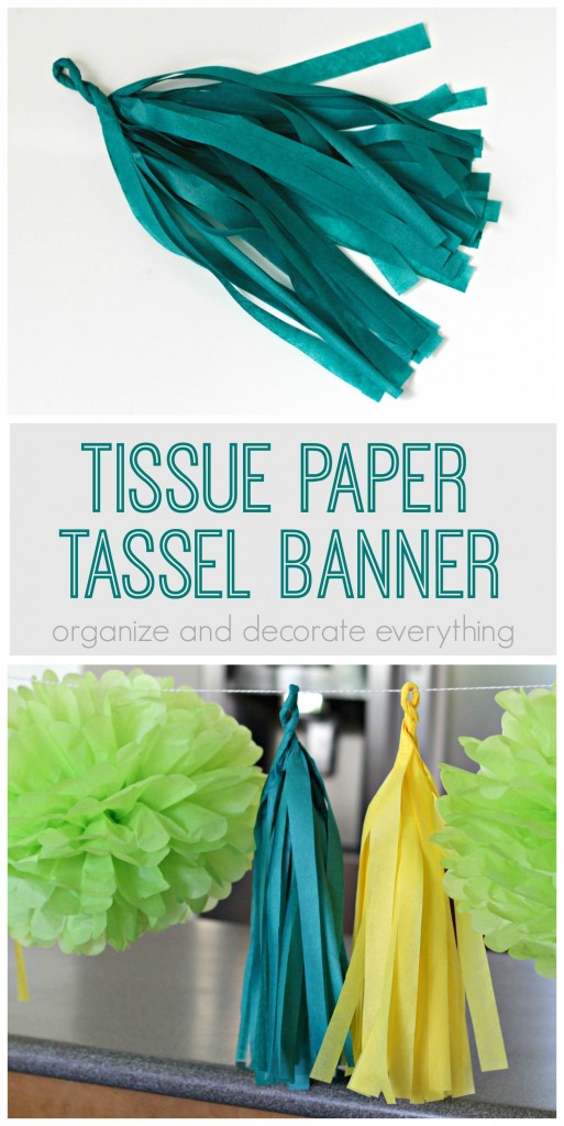 Tissue Paper Tassels make a fun banner alone or paired with pom flowers