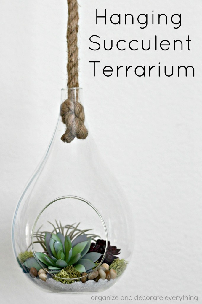Hanging Succulent Terrarium with faux succulents