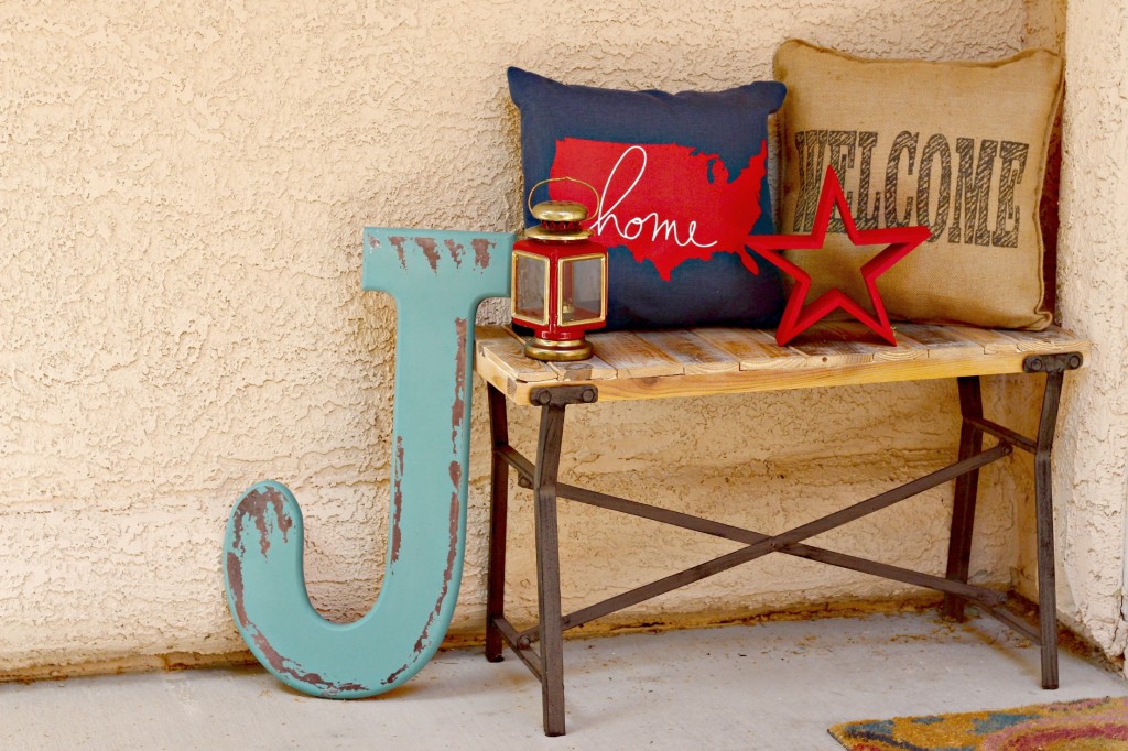 4th of July Front Porch bench