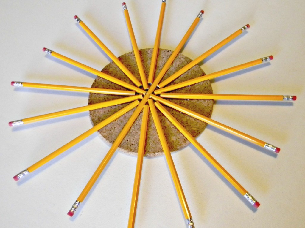 Pencil and Cork Wreath assembly