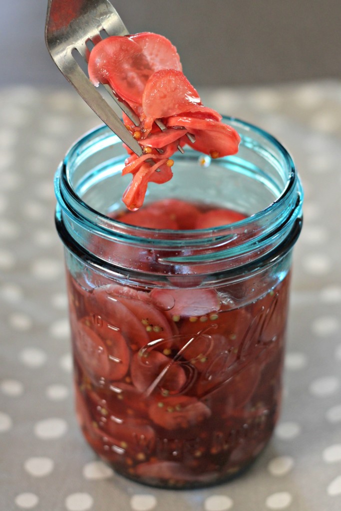 Sweet Pickled Radishes Ball jar