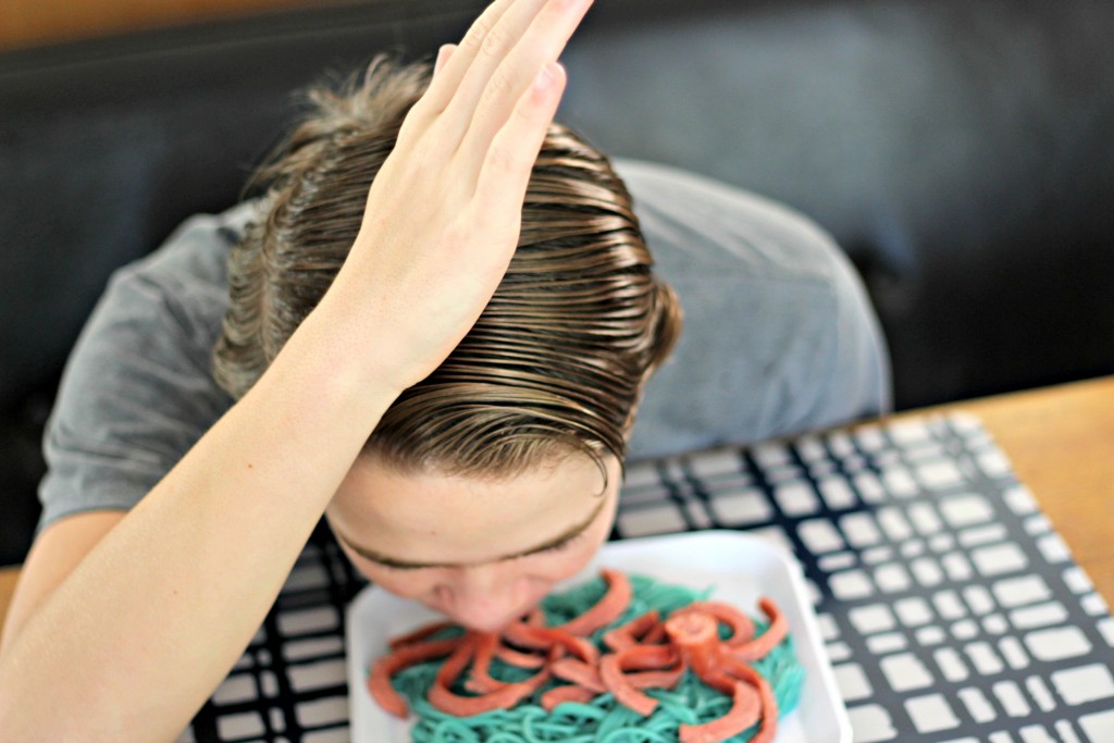 Tyson after school snack shark and octopus