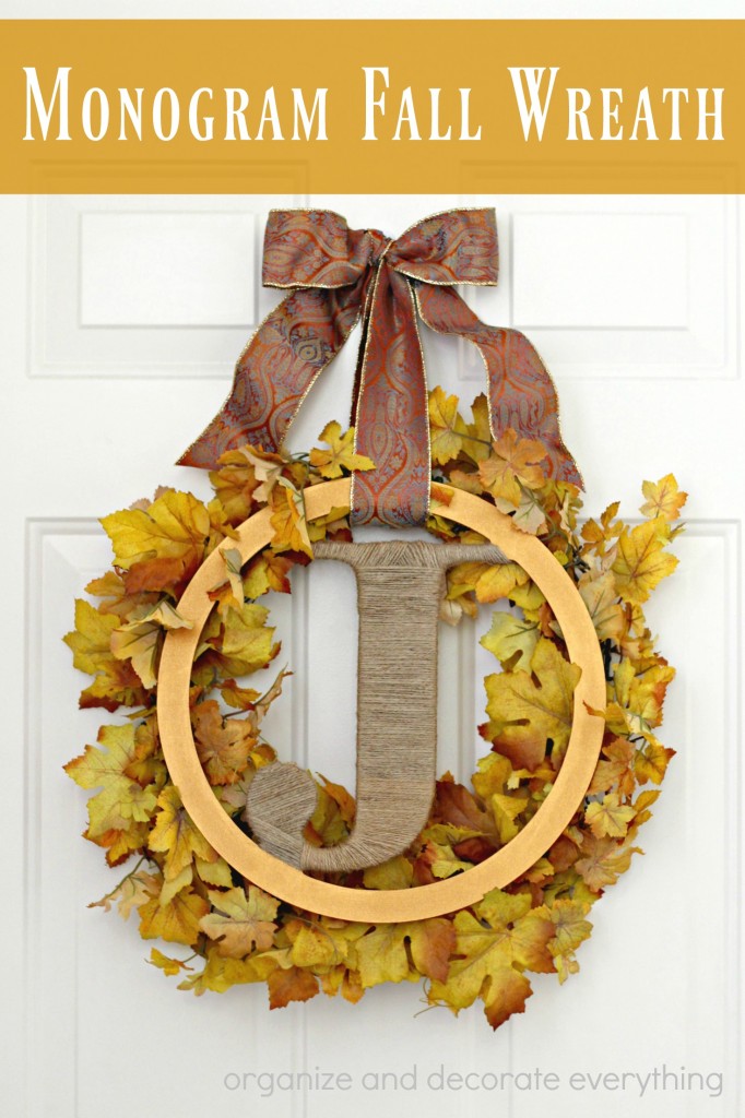 Monogram Fall Wreath to decorate your front door, in a few easy steps