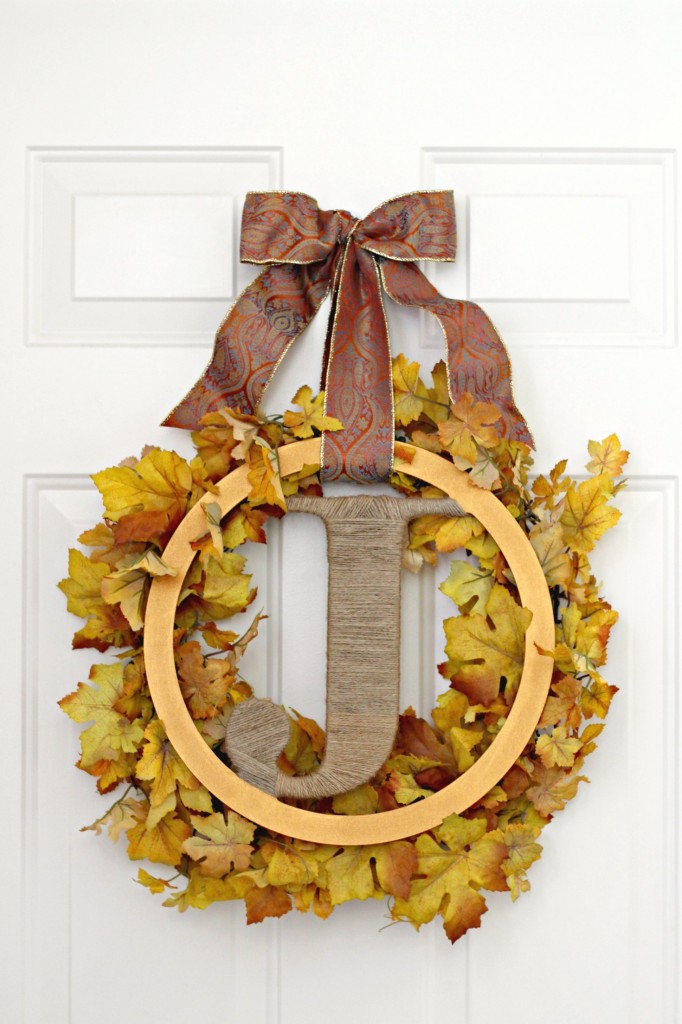 Monogram Leaves Fall Wreath