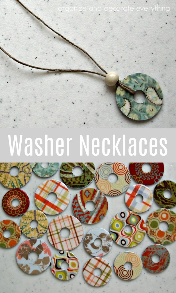 Scrapbook Covered Washer Necklaces