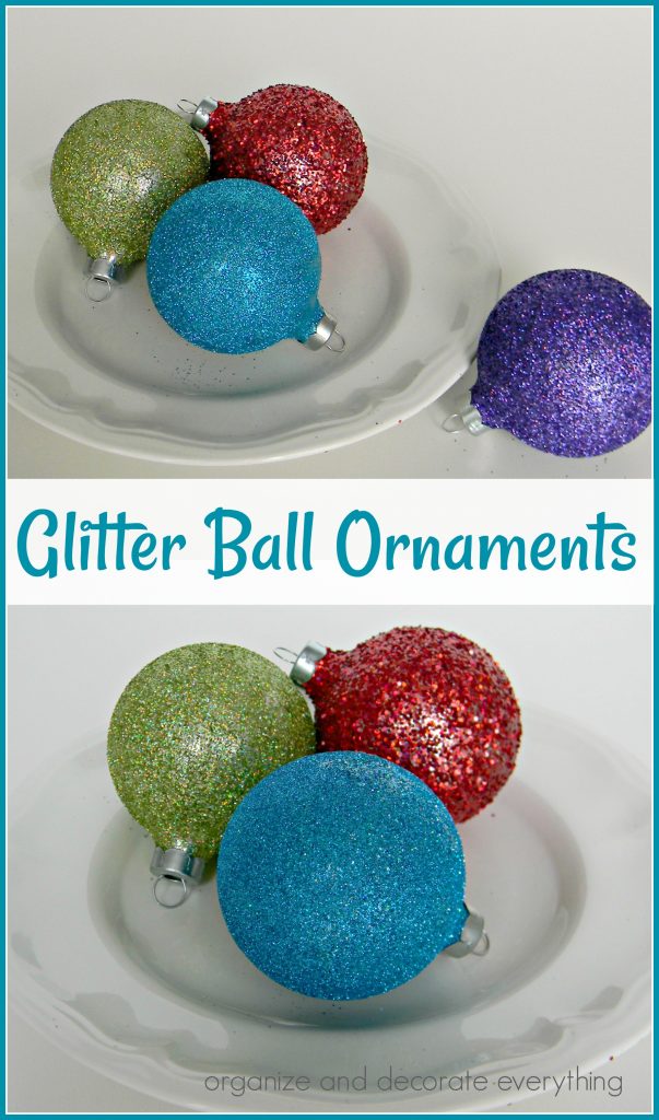 colored glitter ball ornaments