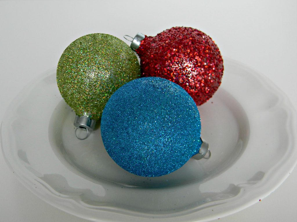 finished glitter ornaments