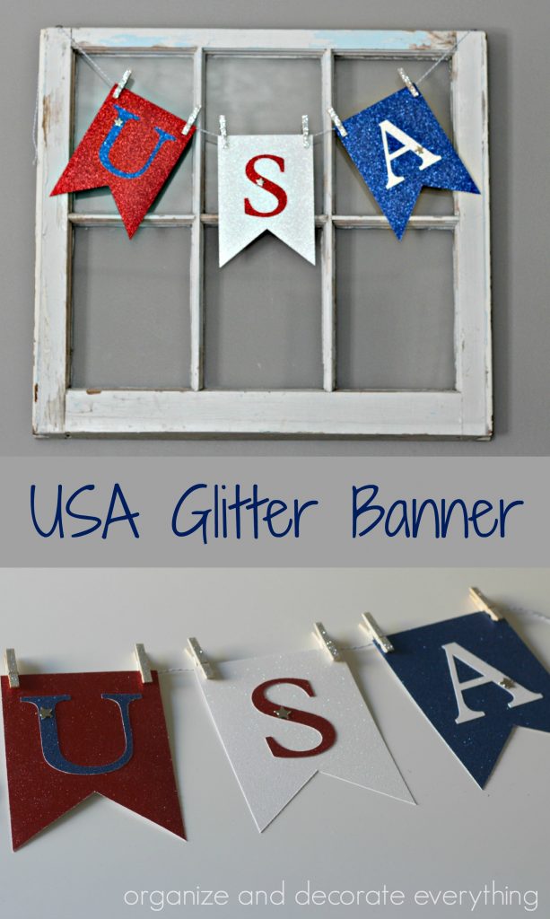 USA Glitter Banner for Holidays and Parties