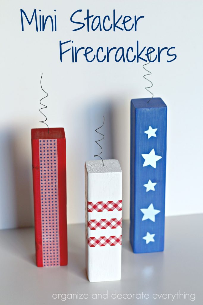 red, white and blue mini stacker firecrackers