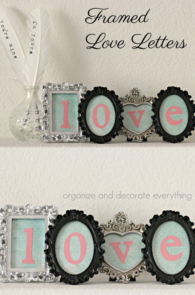 Framed Love Letters to display for Valentines Day