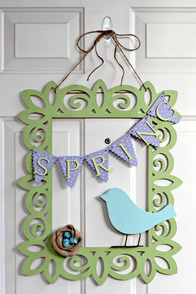 Spring Frame Wreath with bird and nest