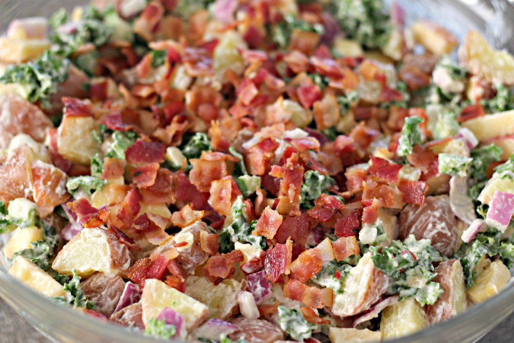 Apple Kale Potato Salad with bacon