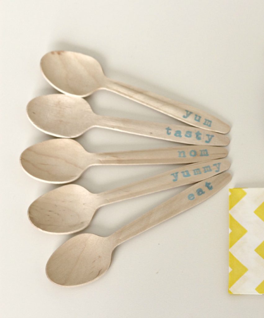 Ice Cream in a Bag stamped wood spoons
