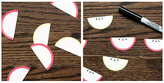 Paper Apple Slice Treat Toppers seeds