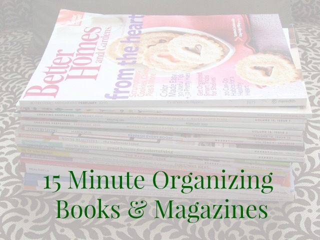 organizing books and magazines 15 minutes