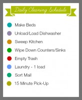 31 Days of 15 Minute Organizing – Day 31: Daily Cleaning Schedule Printable