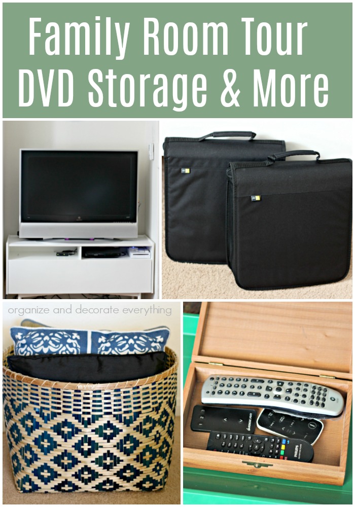 Family Room TOur DVD Storage and More Organizing Ideas