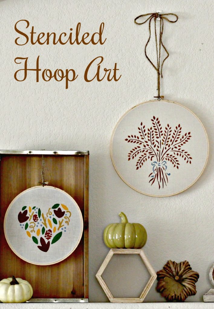 Stenciled Hoop Art home decor