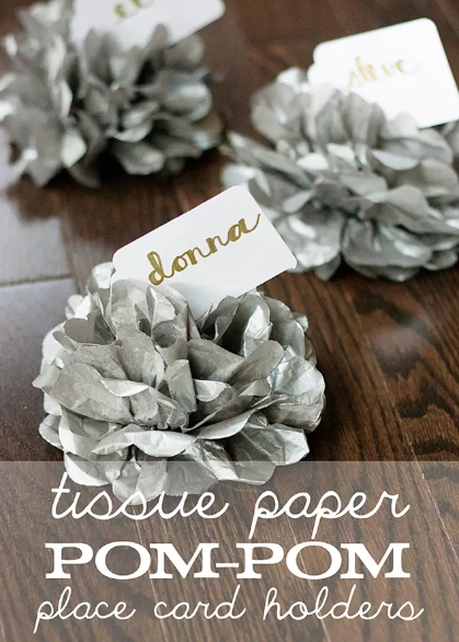 Tissue Paper Pom Pom Place Card Holders