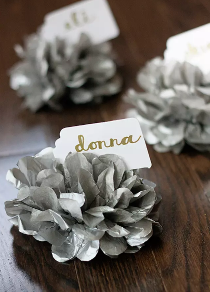 Tissue Paper Pom Pom Place Cards