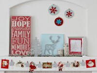 Red, Blue, Silver Christmas Mantel and Blog Hop