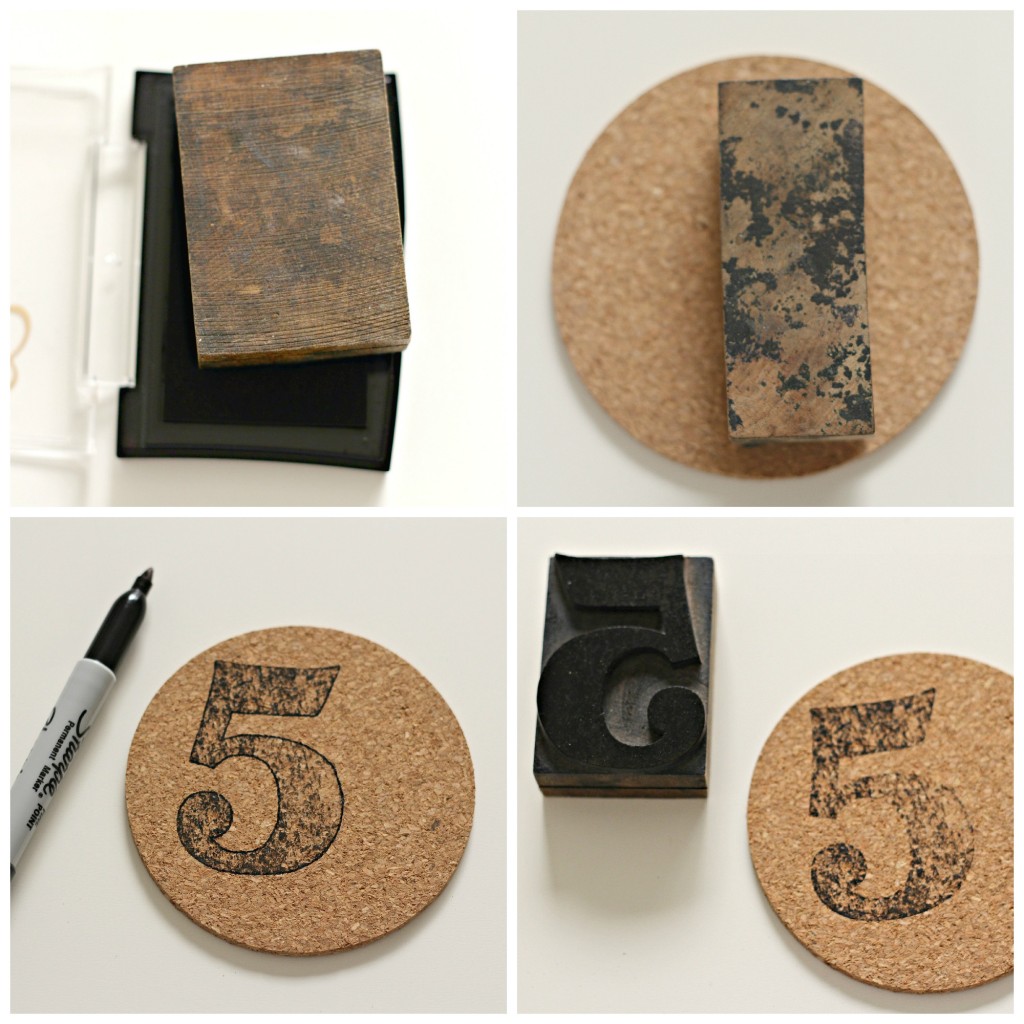 Number Stamped Coasters Organize and Decorate Everything