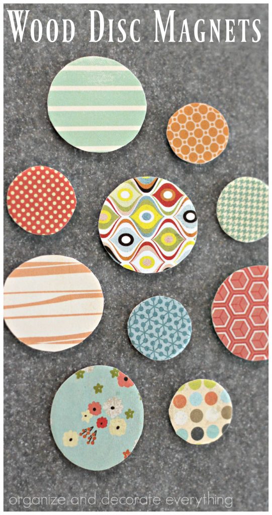 Wood Disc Magnets covered in scrapbook paper