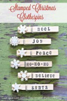 Stamped Christmas Clothespins