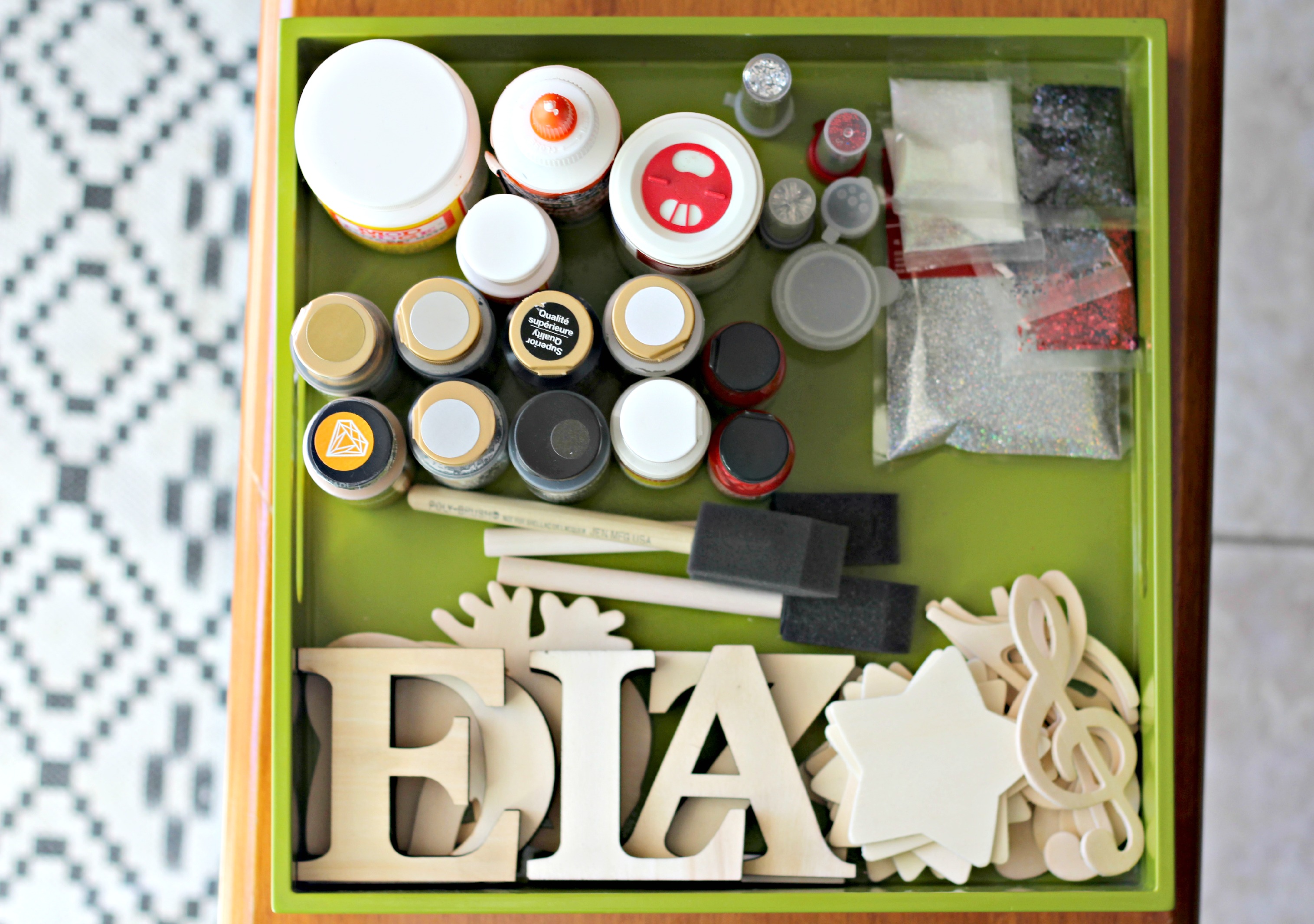 DIY Wood Glitter Ornaments supplies Organize and Decorate Everything