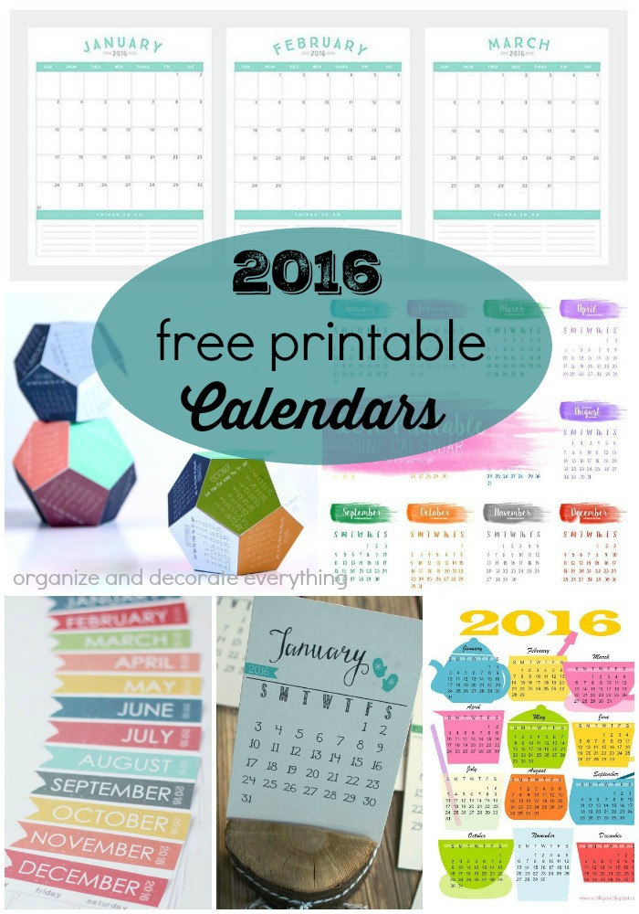 16 Free Printable Calendars for 2016 - Organize and Decorate Everything