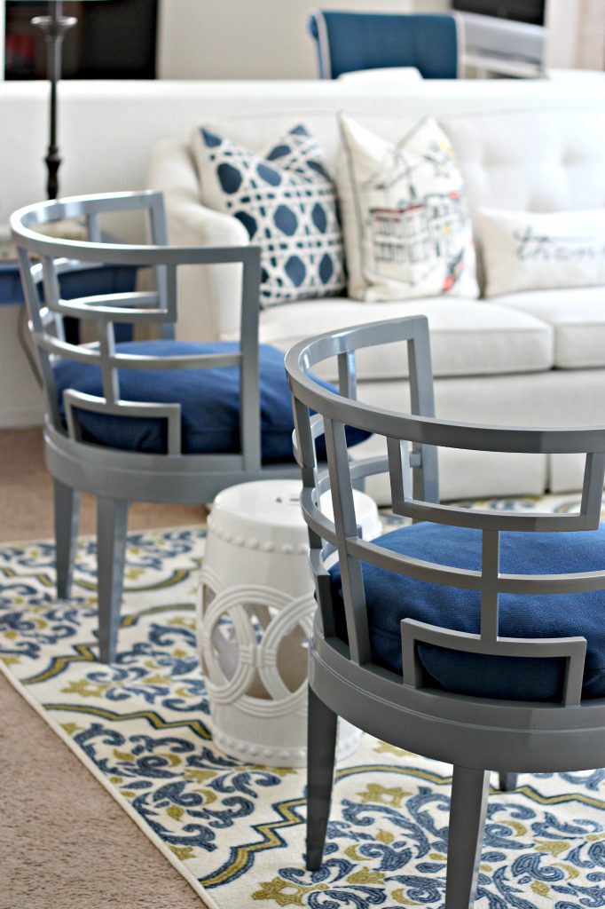 Decorating a Rental rug and painted chairs