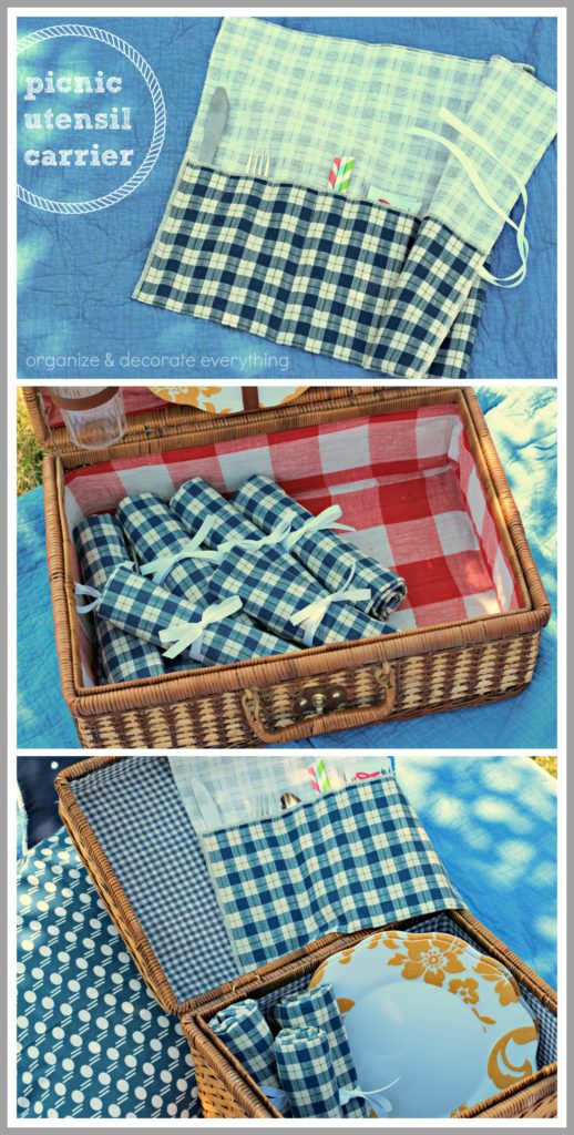 picnic utensil carrier for picnic basket