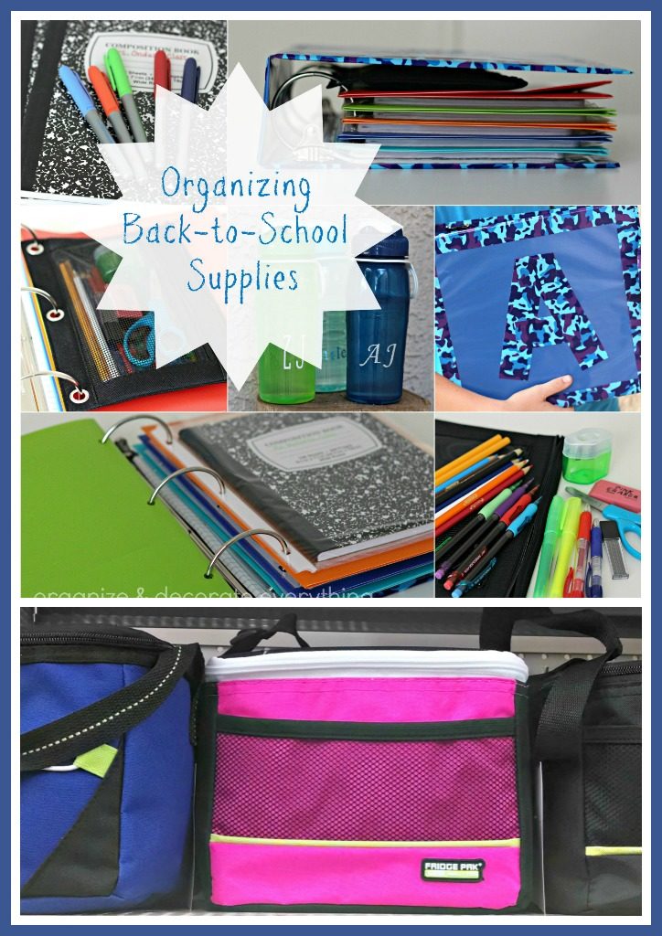 back to school supplies organizing