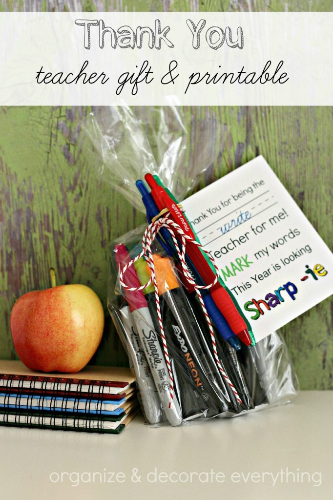 thank you teacher gift and printable tag