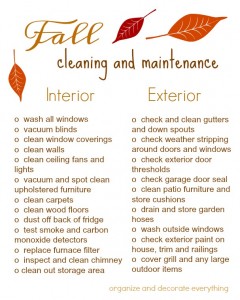 Fall Cleaning and Maintenance Schedule and Printable Checklist ...