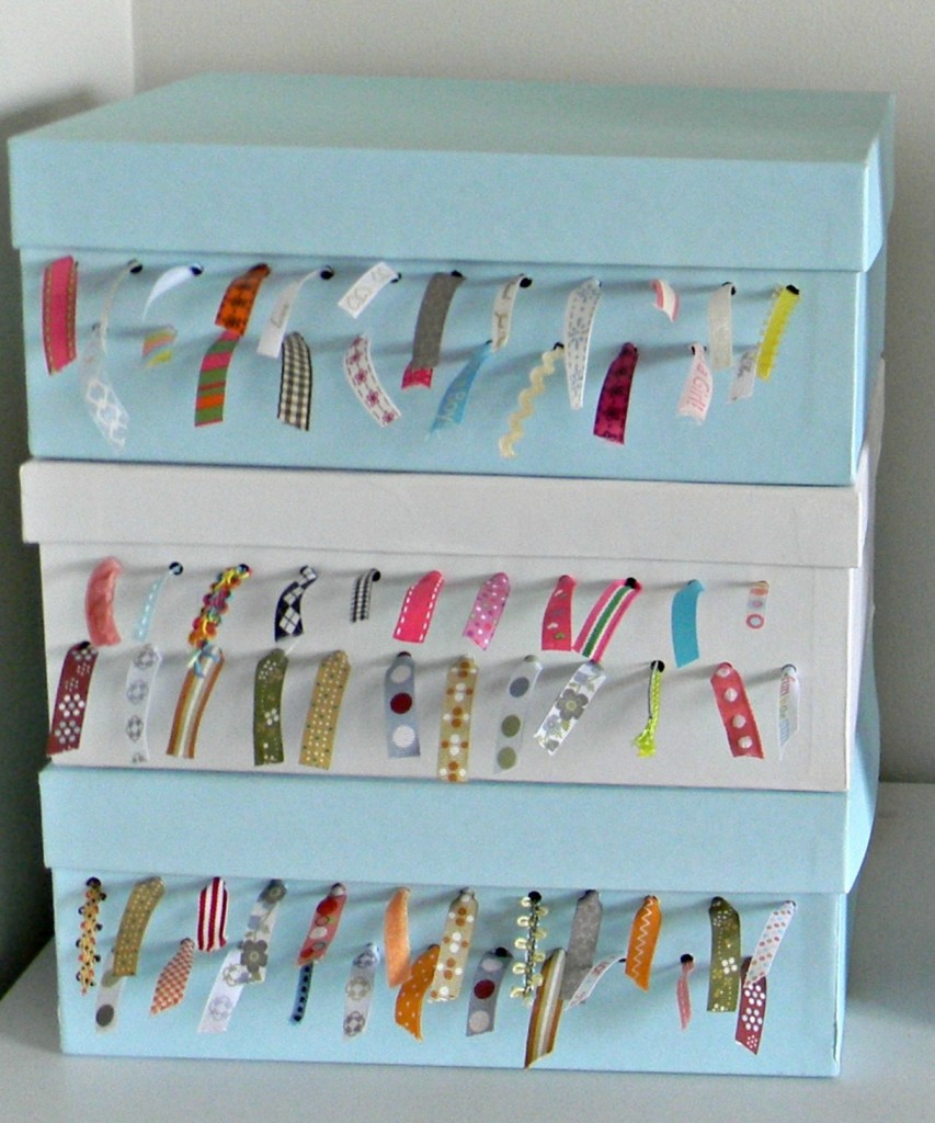 ribbon storage shoe box