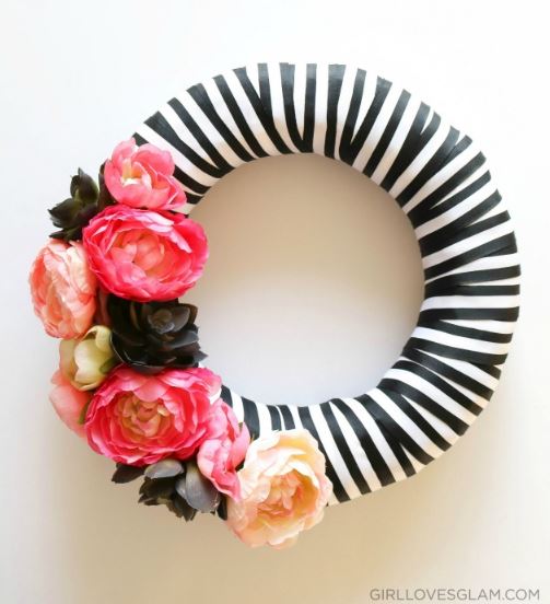 Spring Wreath Floral and Stripes