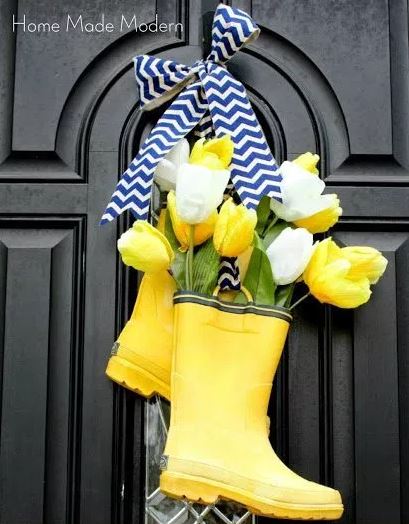 Spring Wreath Rain Boots