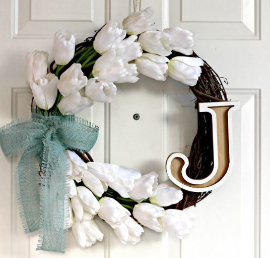 Spring Wreath Tulip Monogram