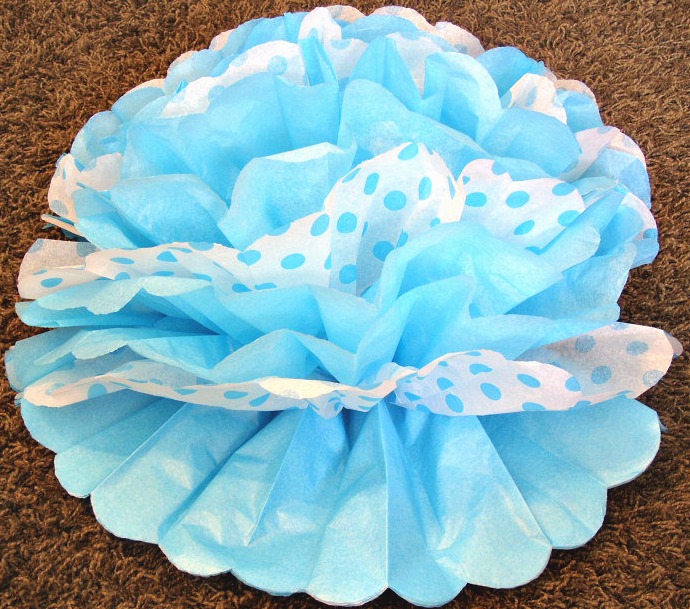 Tissue Paper Pom Flowers blue