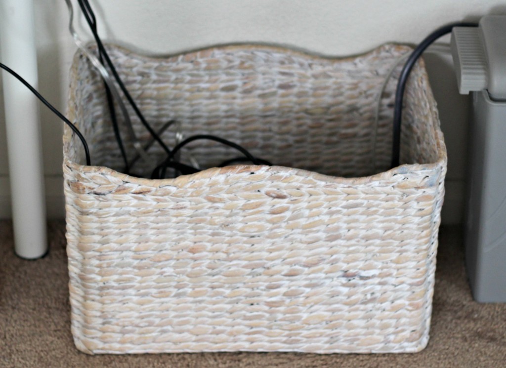 organizing with baskets cords