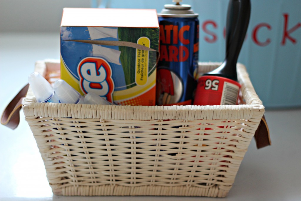 organizing with baskets laundry things