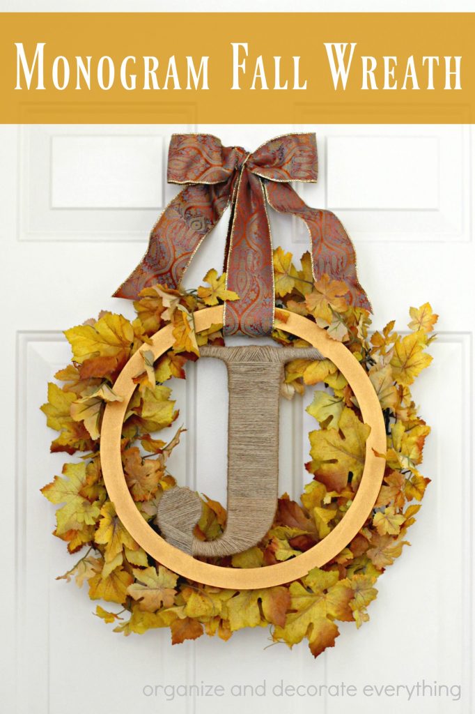 Monogram Fall Wreath decorate for Fall on a budget