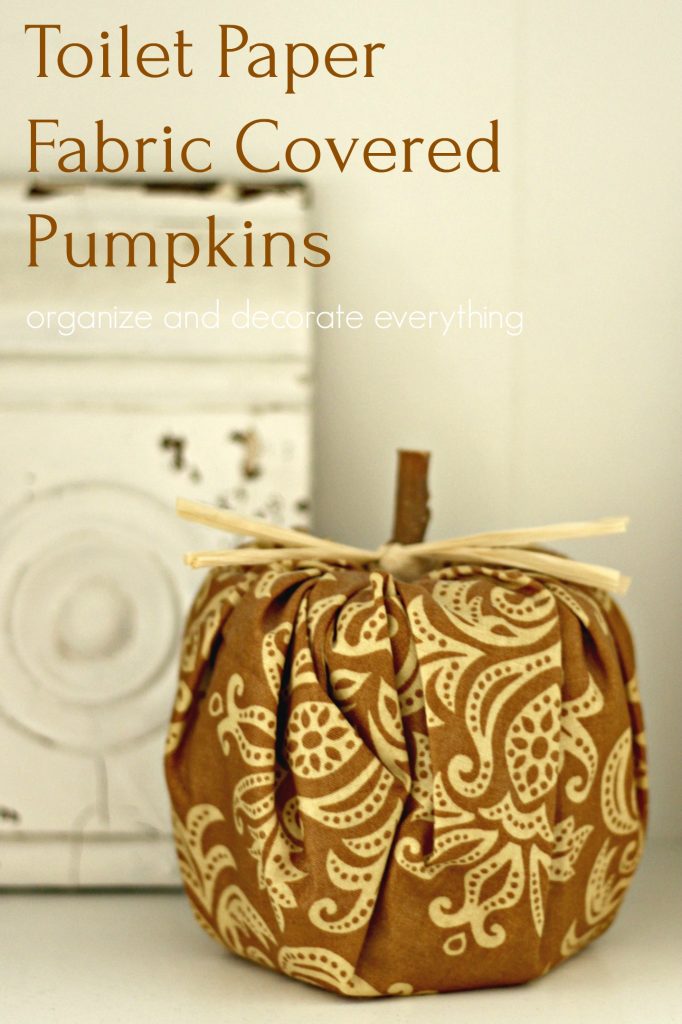 Toilet Paper Fabric Covered Pumpkins with real stems