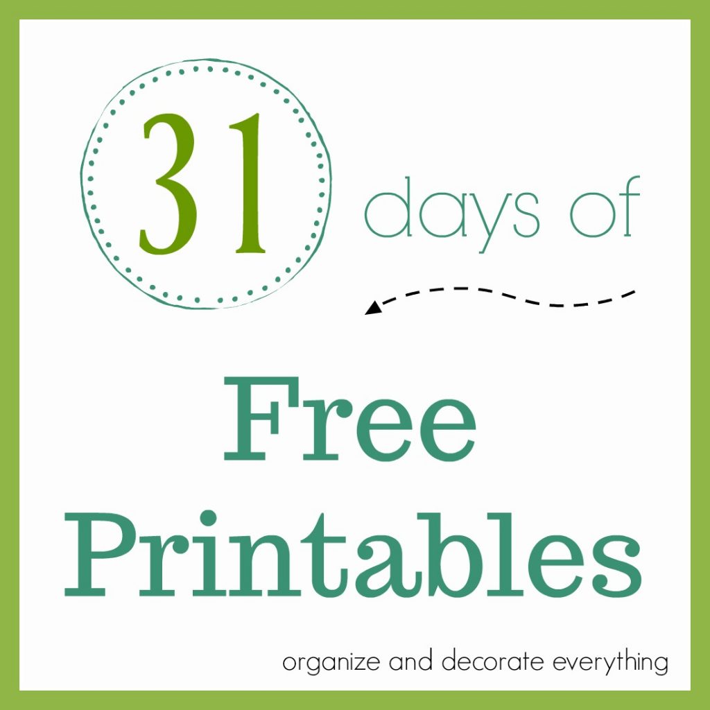 31 days of Free Printables series