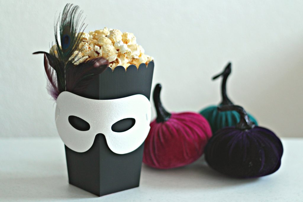 masquerade popcorn box with mask