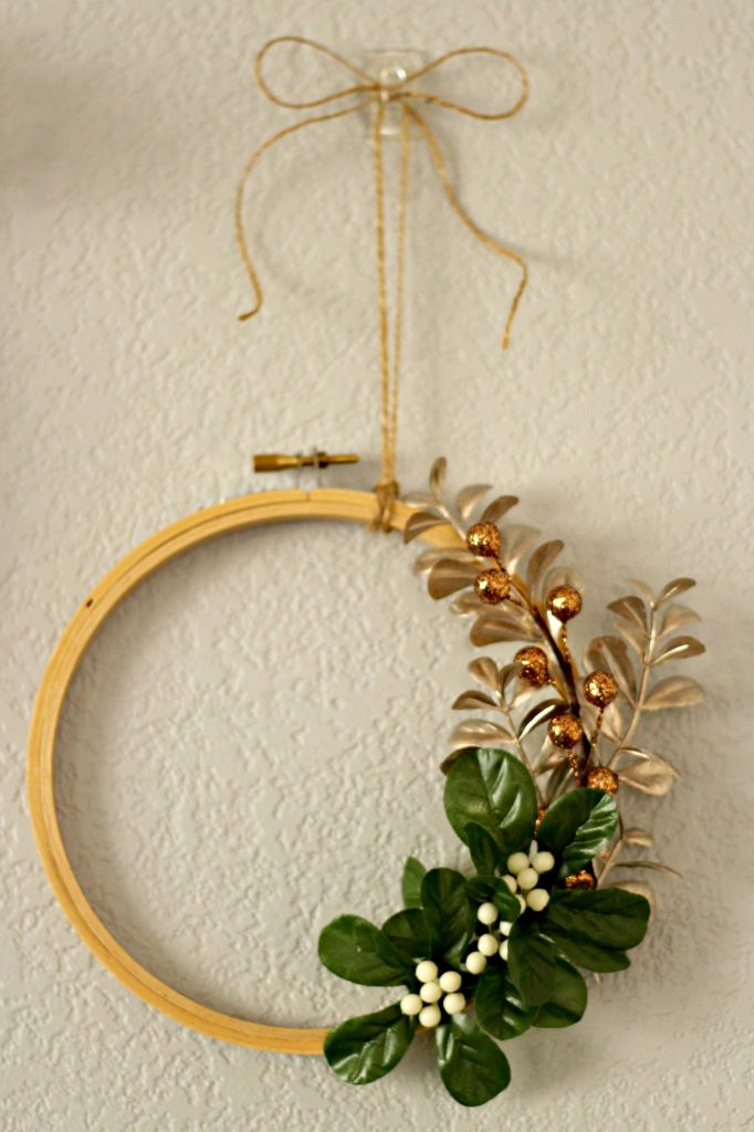 Comfort and Joy Christmas Mantel small hoop wreath