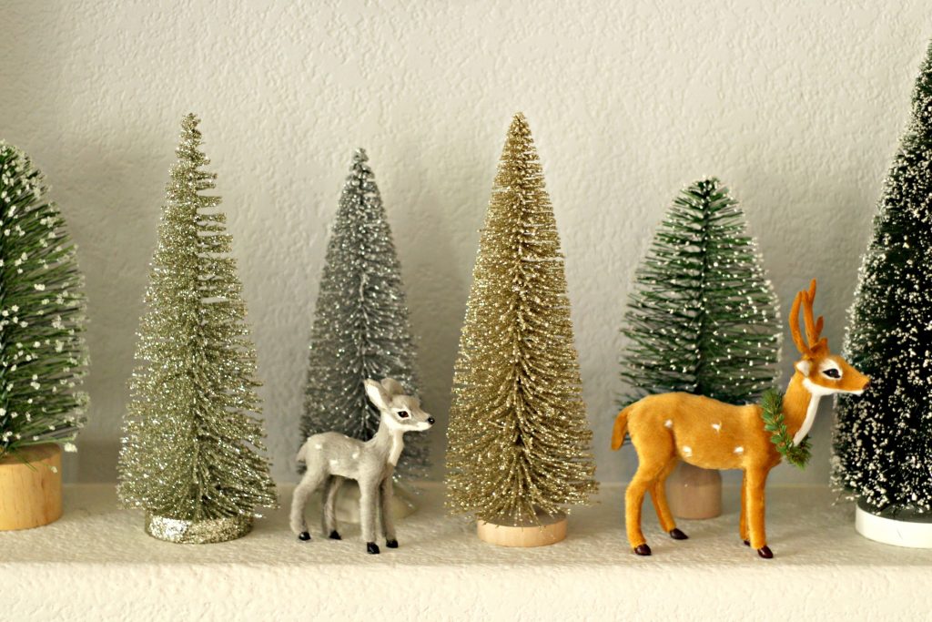 Comfort and Joy Christmas Mantel trees and deer