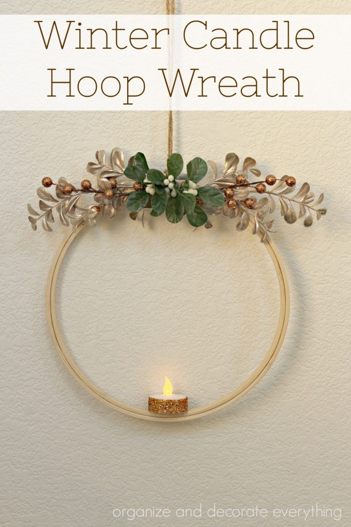 Winter Candle Hoop Wreath created in less than 15 minutes